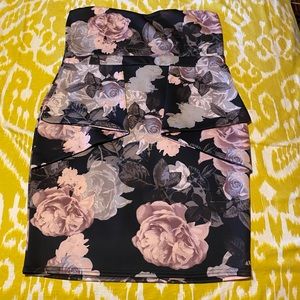 Strapless cocktail dress with roses